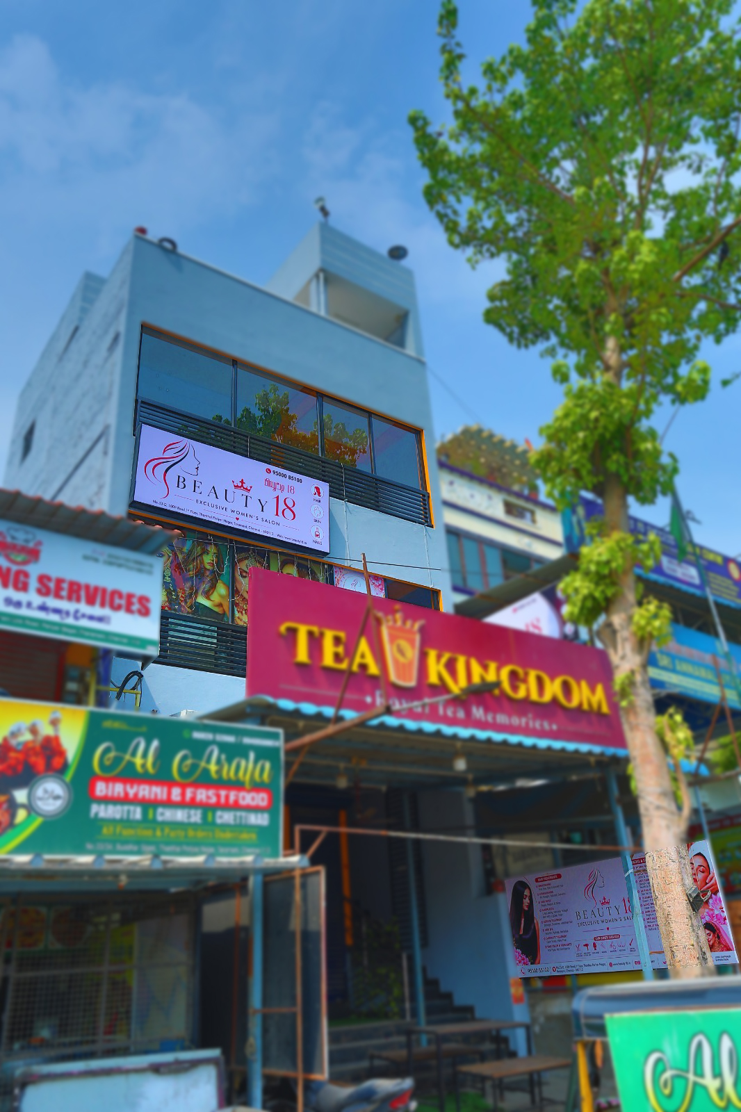 Beauty18 building exterior on 100ft Road Tharamani